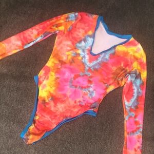 Colorful long sleeve one piece